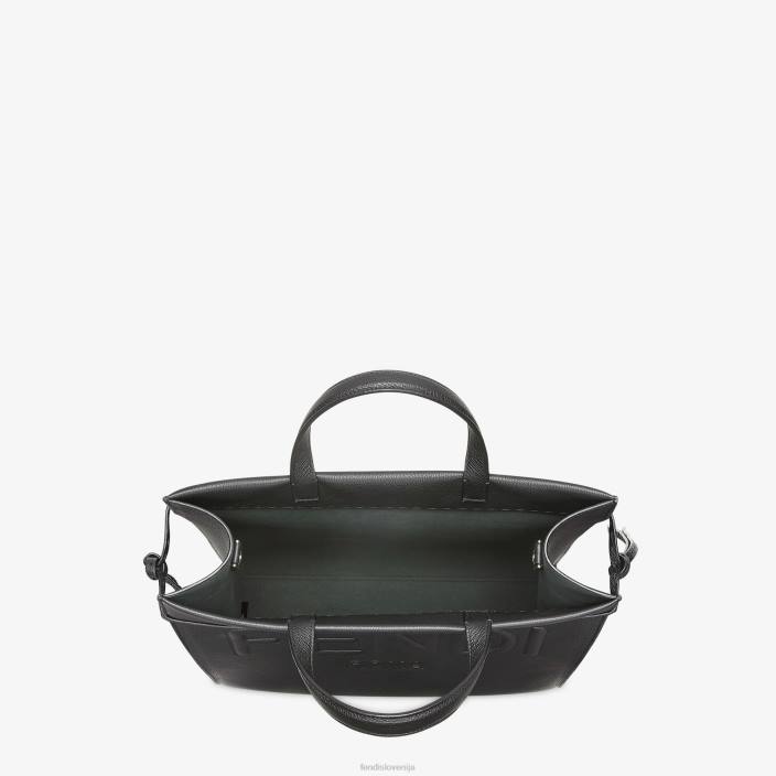 moški srednje velika usnjena torba za nakupovalce Črna Fendi dodatki Z68L1850