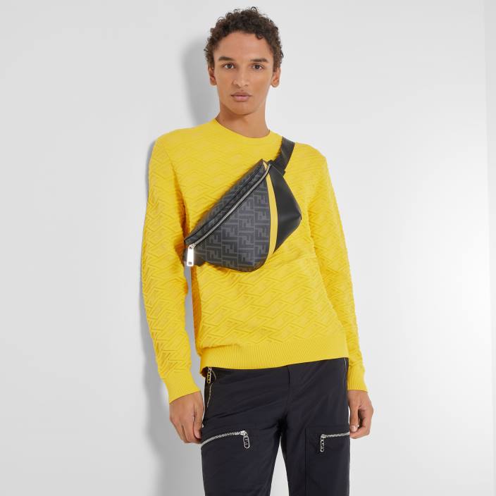 moški torba za pas iz blaga siva Fendi dodatki Z68L1858