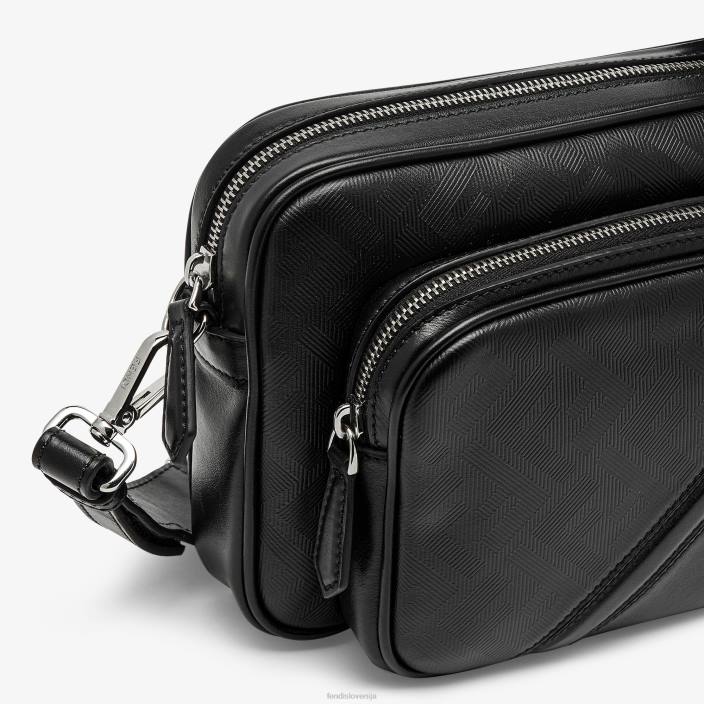 moški usnjena torbica s senčno diagonalno dvojno kamero Črna Fendi dodatki Z68L1799