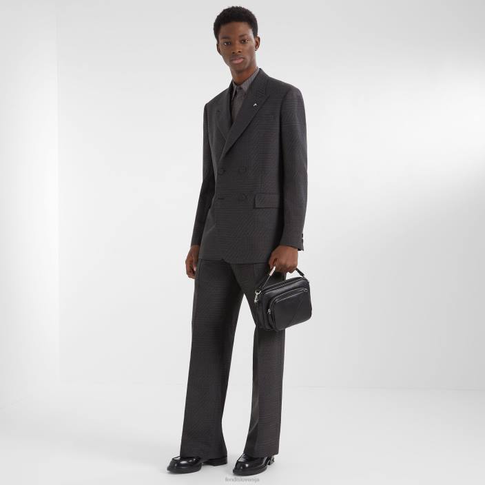 moški usnjena torbica s senčno diagonalno dvojno kamero Črna Fendi dodatki Z68L1799