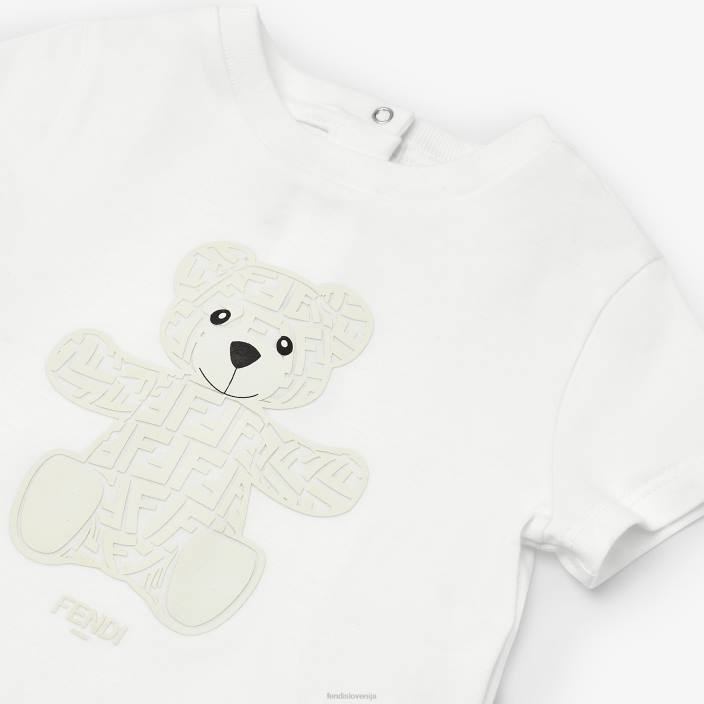 otroci majica s plišastim medvedkom iz jerseyja bela Fendi oblačila Z68L2797