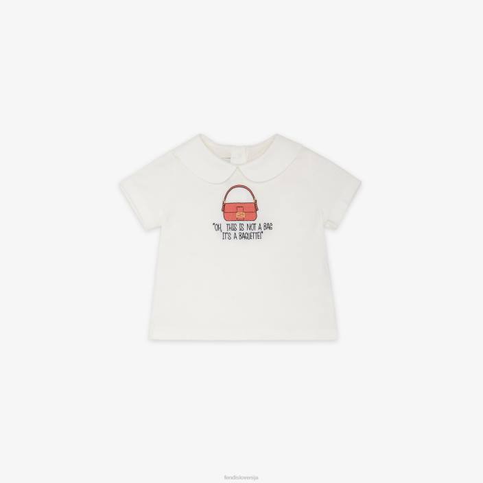 otroci otroška majica iz džersija z vezenino bela Fendi oblačila Z68L2770