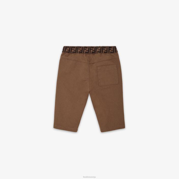 otroci otroške hlače iz gabardina rjav Fendi oblačila Z68L2755