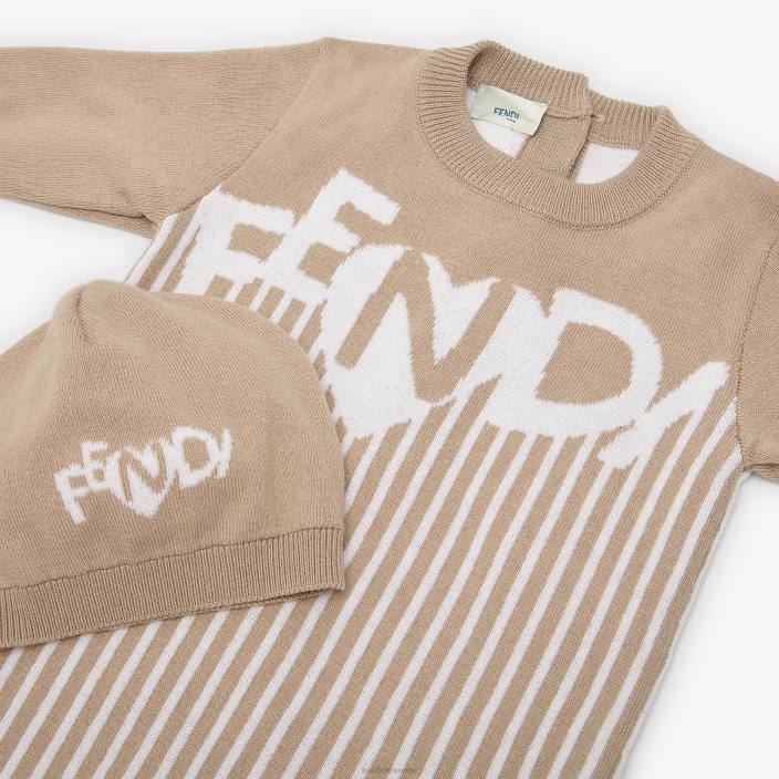 otroci pleten komplet za dojenčke bež Fendi oblačila Z68L2752