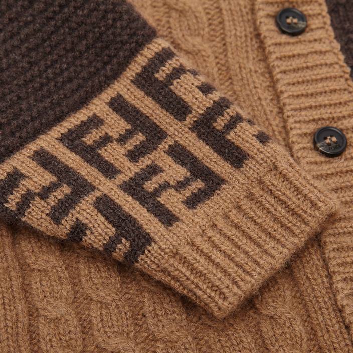 otroci tobačna pletena otroška jopica rjav Fendi oblačila Z68L2758