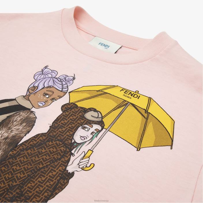 otroci džersi majica s potiskom roza Fendi oblačila Z68L2886