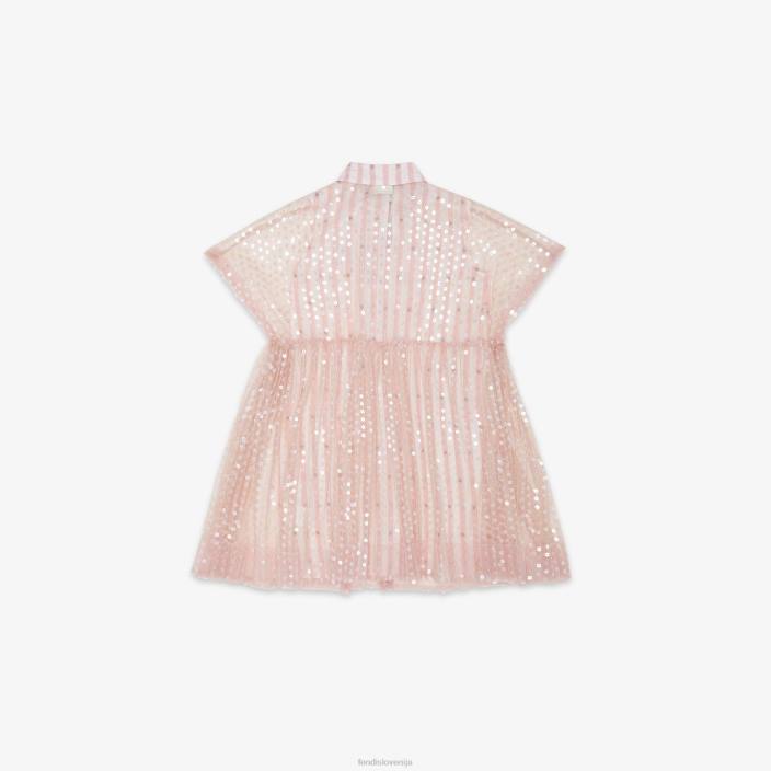 otroci široka obleka z bleščicami in popelinom roza Fendi oblačila Z68L2890