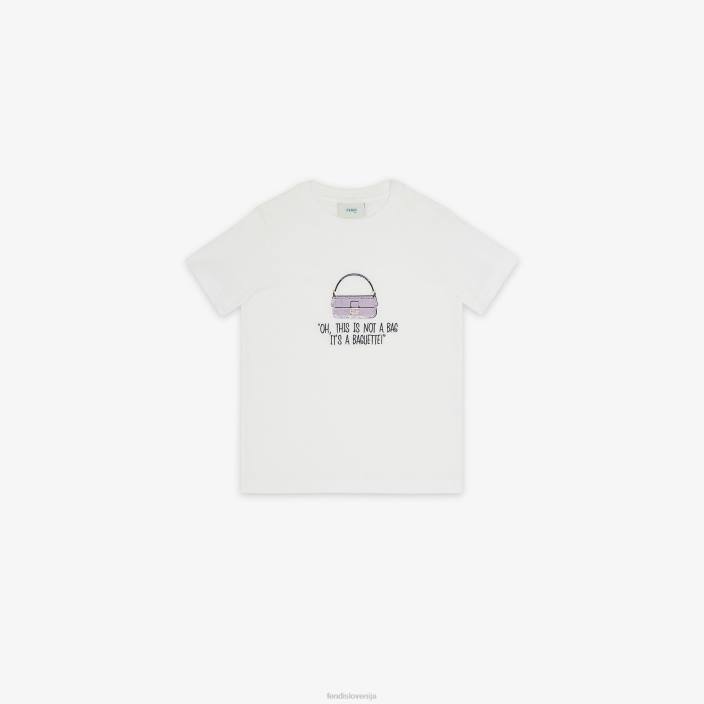 otroci jersey mladinska majica z vezenino bela Fendi oblačila Z68L2920