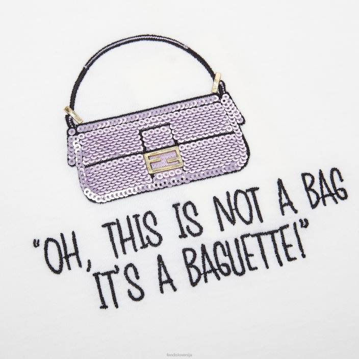 otroci jersey mladinska majica z vezenino bela Fendi oblačila Z68L2920