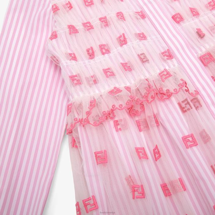 otroci neonska mladinska obleka iz poplina in tila roza Fendi oblačila Z68L2857