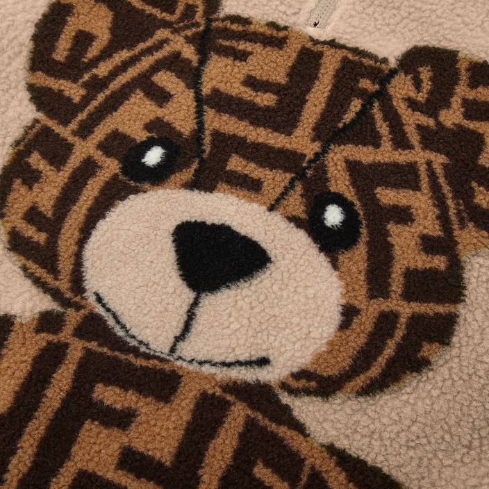 otroci volnena majica s plišastim medvedkom bež Fendi oblačila Z68L2846