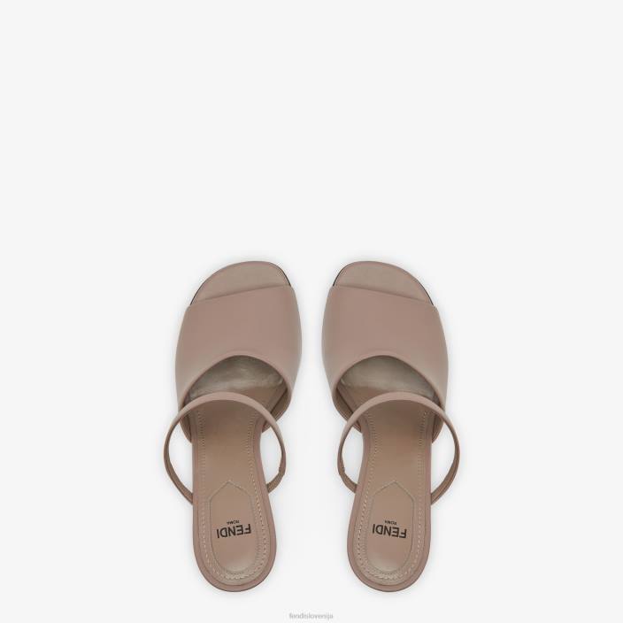 ženske golobčki usnjeni sandali z visoko peto bež Fendi čevlje Z68L1320