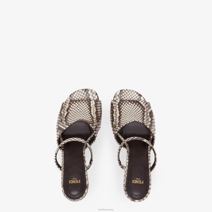 ženske piton sandale z visoko peto rjav Fendi čevlje Z68L1372