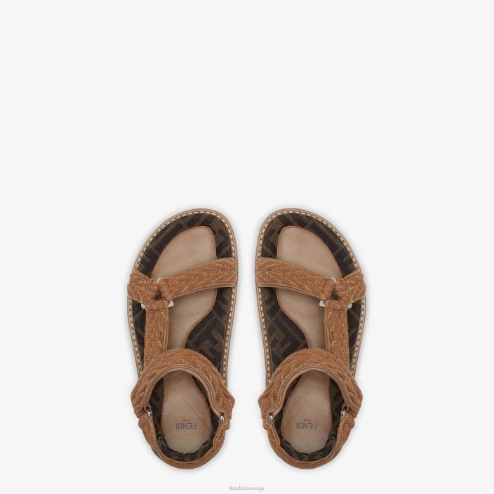 ženske sandali iz blaga rjav Fendi čevlje Z68L1298