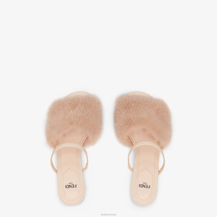 ženske sandali s srednjo peto iz bledega minka roza Fendi čevlje Z68L1391