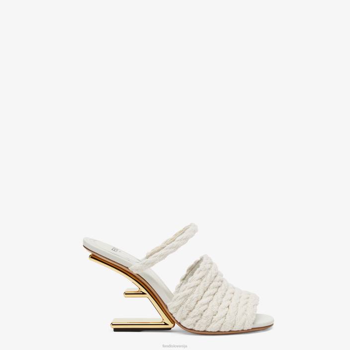 ženske sandali z visoko peto iz blaga bež Fendi čevlje Z68L1309