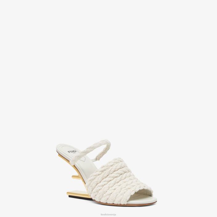 ženske sandali z visoko peto iz blaga bež Fendi čevlje Z68L1309