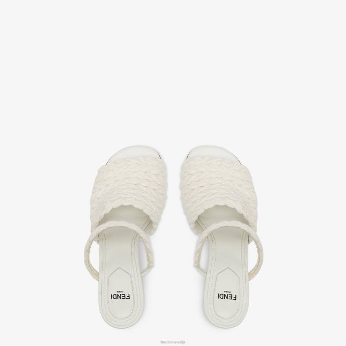 ženske sandali z visoko peto iz blaga bež Fendi čevlje Z68L1309