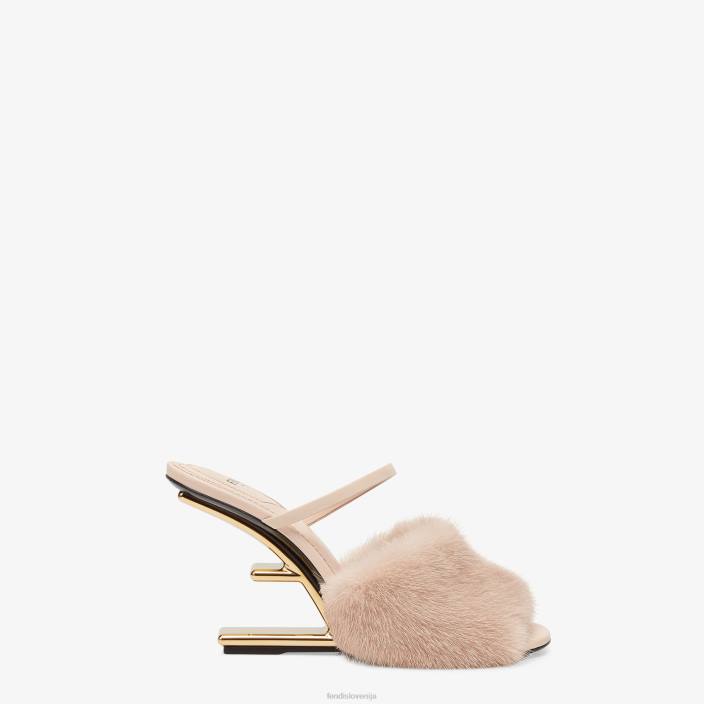 ženske sandali z visoko peto iz minka roza Fendi čevlje Z68L1374