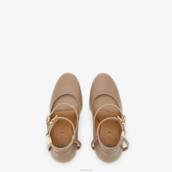 ženske usnjeni sodni čevlji z visoko peto siva Fendi čevlje Z68L1262