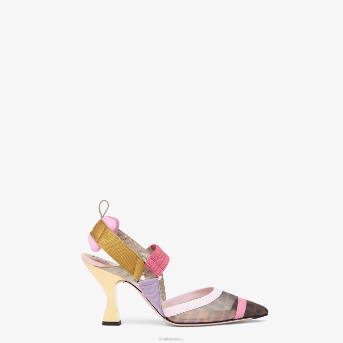 ženske mrežaste hlače z visoko peto rjav Fendi čevlje Z68L1392