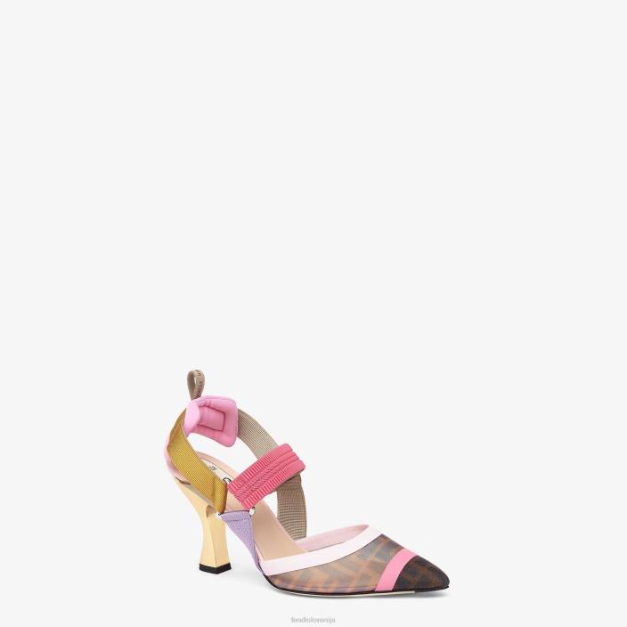 ženske mrežaste hlače z visoko peto rjav Fendi čevlje Z68L1392