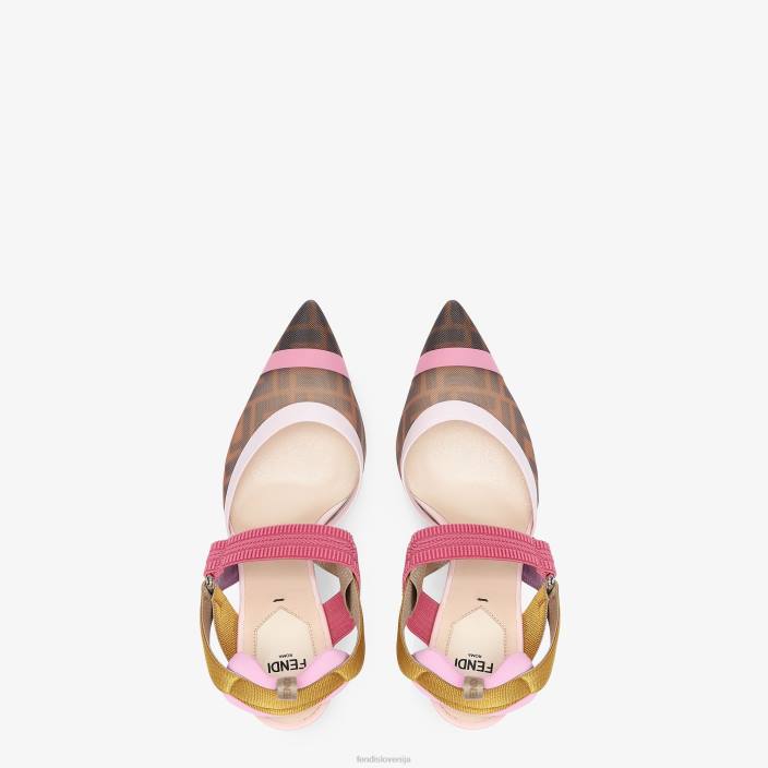 ženske mrežaste hlače z visoko peto rjav Fendi čevlje Z68L1392