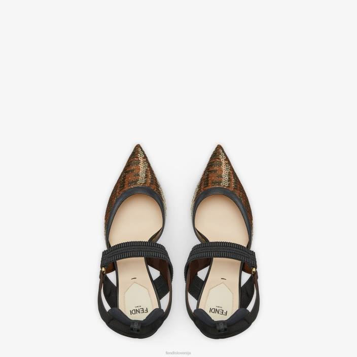 ženske mrežaste hlače z visoko peto roza Fendi čevlje Z68L1284