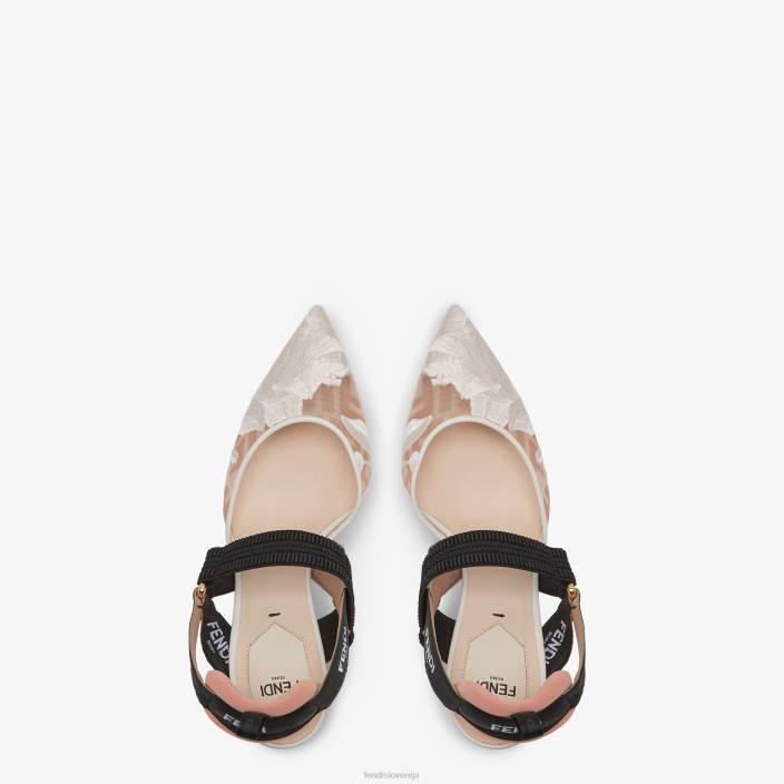 ženske mrežaste hlače z visoko peto roza Fendi čevlje Z68L1325