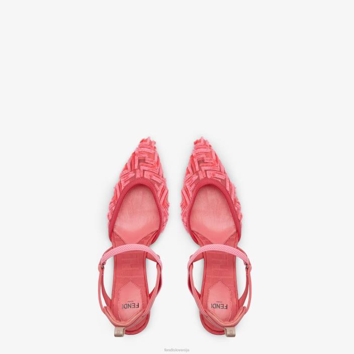 ženske mrežaste hlače z visoko peto roza Fendi čevlje Z68L1347