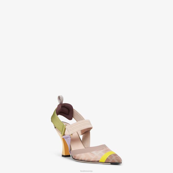 ženske mrežaste hlače z visoko peto roza Fendi čevlje Z68L1383