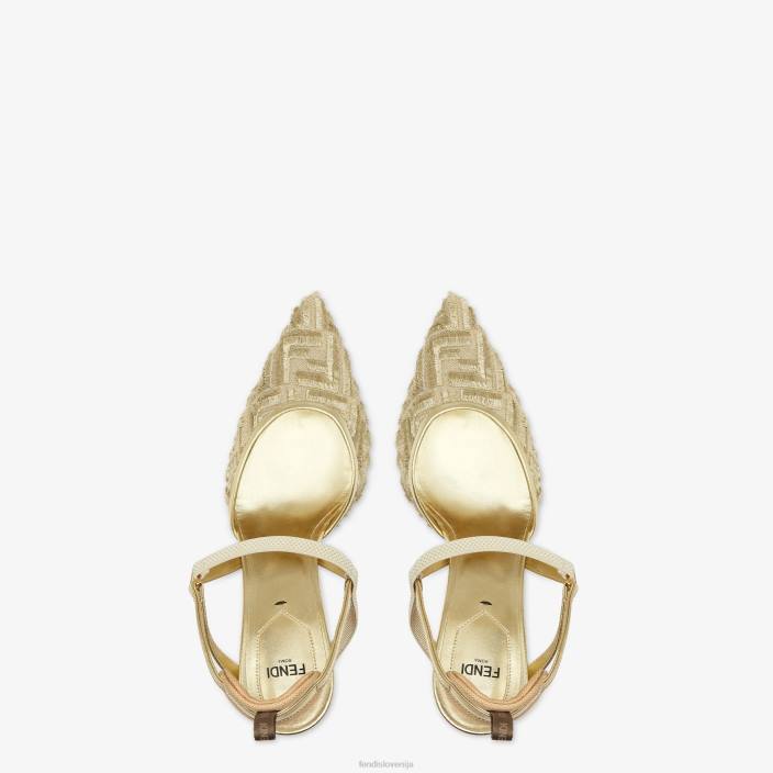 ženske mrežaste hlače z visoko peto zlato Fendi čevlje Z68L1346