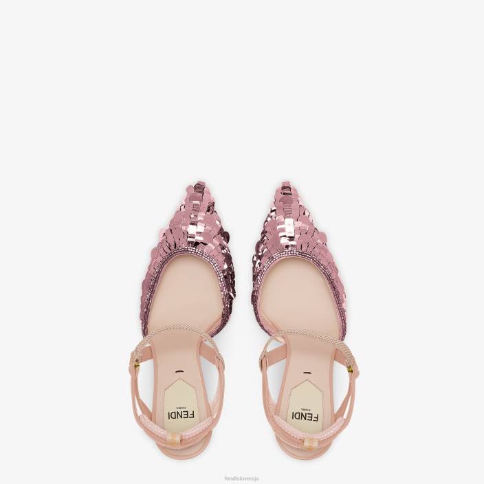 ženske naramnice z visoko peto z bleščicami roza Fendi čevlje Z68L1380