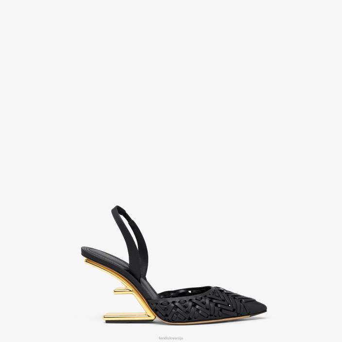 ženske usnjeni nahrbtniki z visoko peto Črna Fendi čevlje Z68L1274