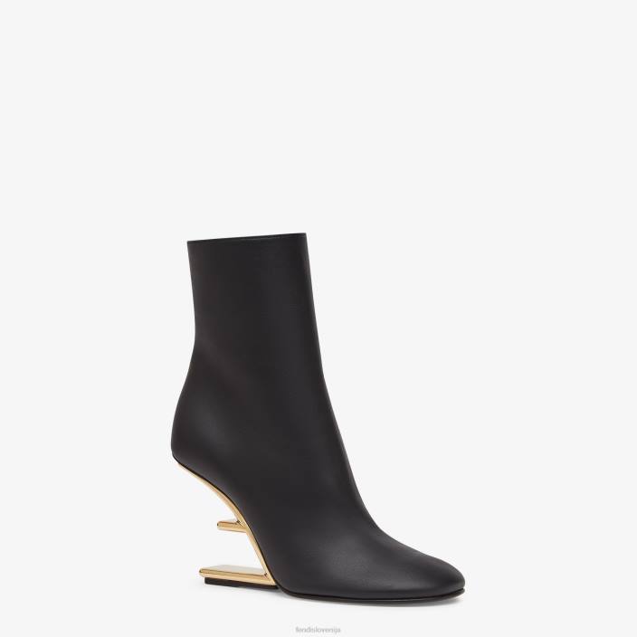 ženske nappa usnjeni gležnjarji z visoko peto Črna Fendi čevlje Z68L1368