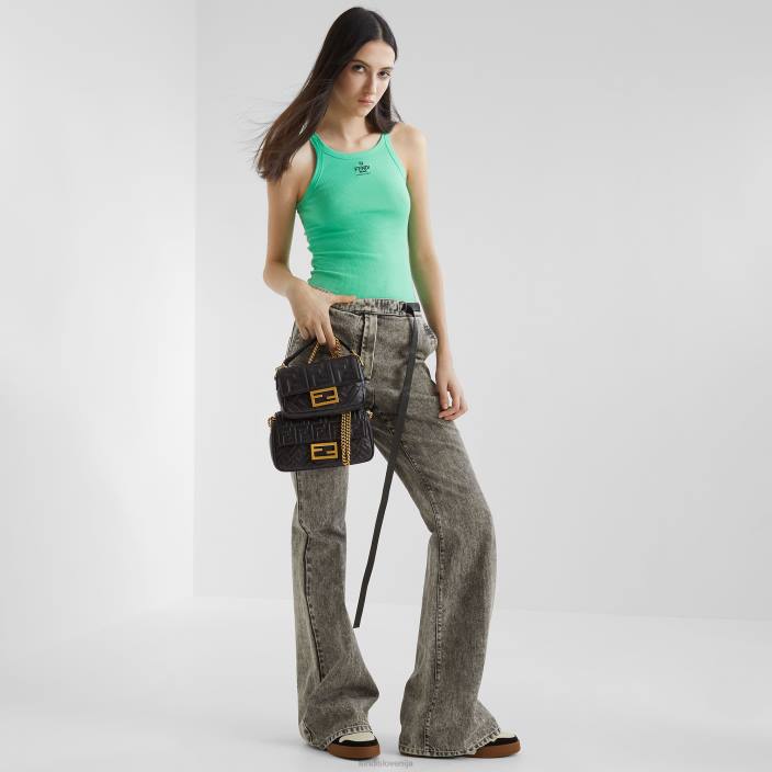 ženske nizke majice iz semiša Črna Fendi čevlje Z68L1299