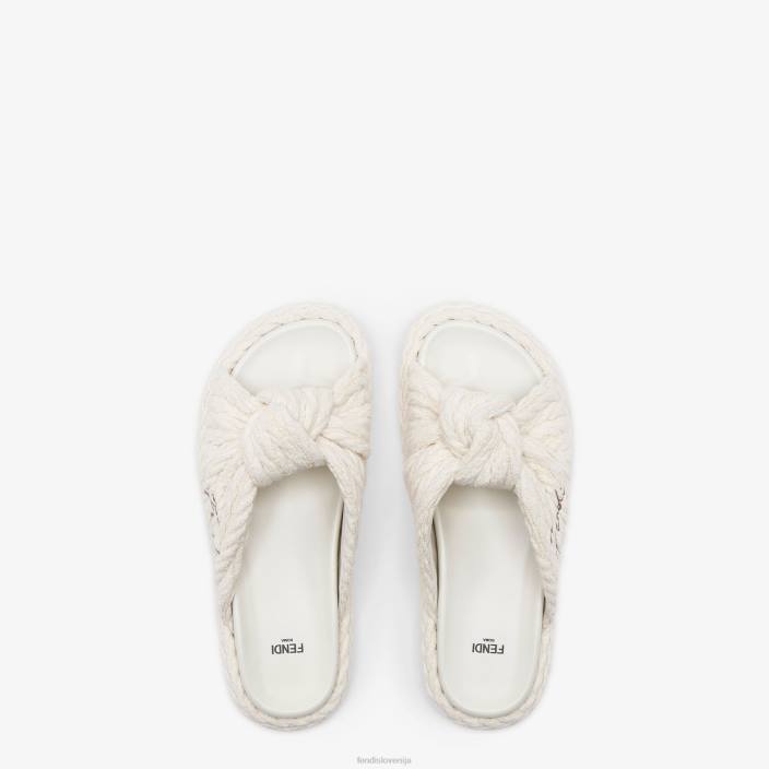 ženske diapozitivi iz blaga bež Fendi čevlje Z68L1311