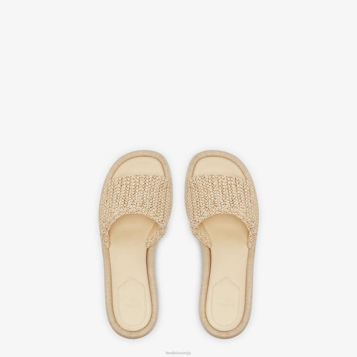 ženske diapozitivi iz blede rafije bež Fendi čevlje Z68L1307