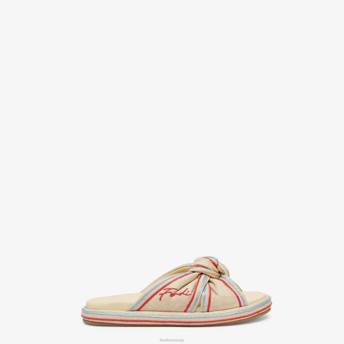 ženske diapozitivi iz blede rafije bež Fendi čevlje Z68L1310