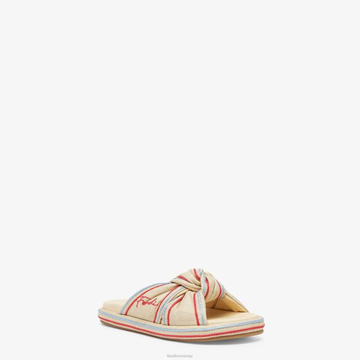 ženske diapozitivi iz blede rafije bež Fendi čevlje Z68L1310