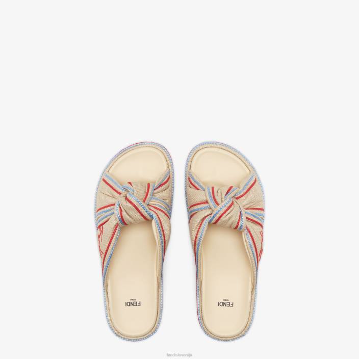 ženske diapozitivi iz blede rafije bež Fendi čevlje Z68L1310