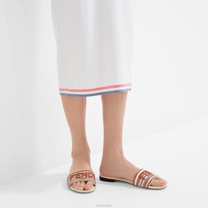 ženske diapozitivi na platnu bež Fendi čevlje Z68L1306