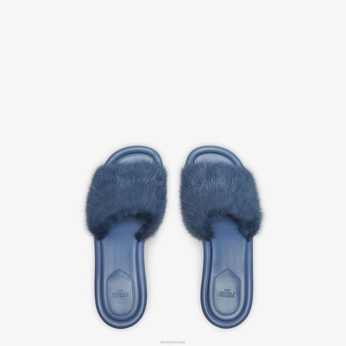 ženske mink tobogani modra Fendi čevlje Z68L1321