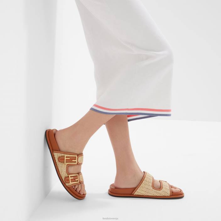 ženske na otip usnjene tobogane rjav Fendi čevlje Z68L1273