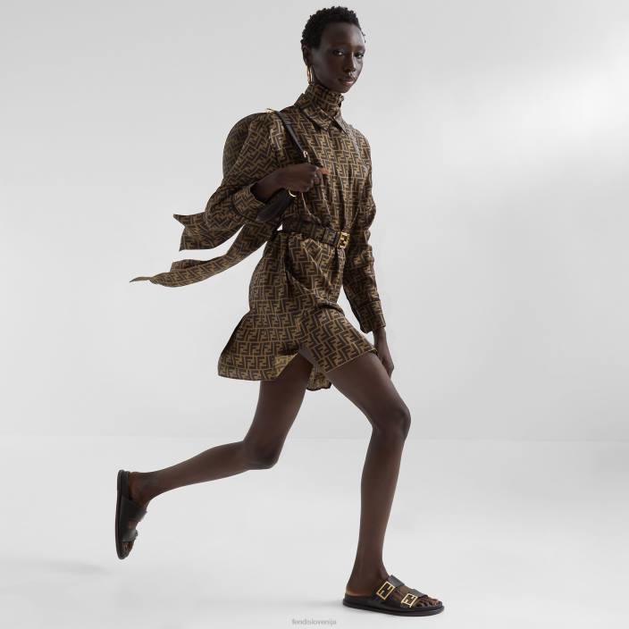 ženske na otip usnjene tobogane Črna Fendi čevlje Z68L1315