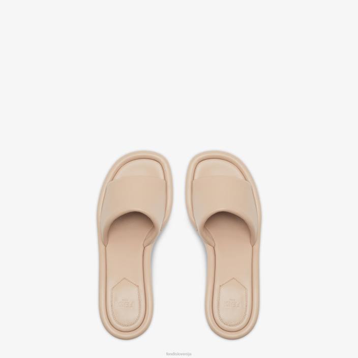 ženske tobogani iz nappa usnja bež Fendi čevlje Z68L1291