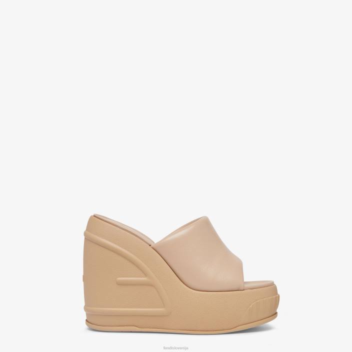 ženske tobogani iz nappa usnja bež Fendi čevlje Z68L1328