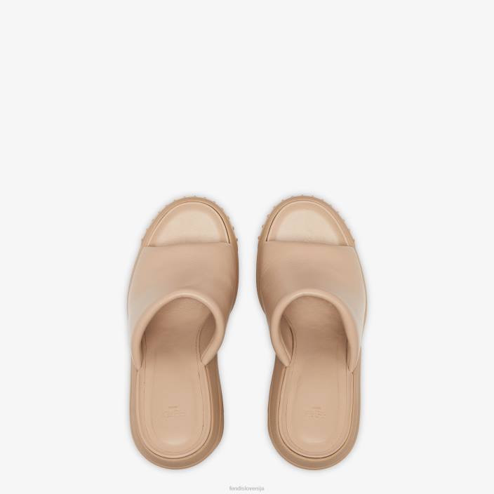 ženske tobogani iz nappa usnja bež Fendi čevlje Z68L1328