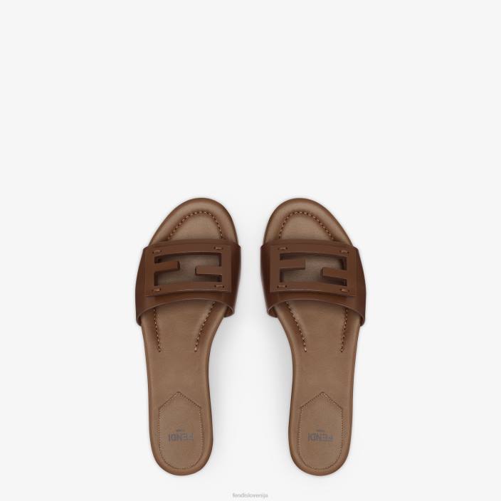 ženske značilni usnjeni tobogani rjav Fendi čevlje Z68L1357