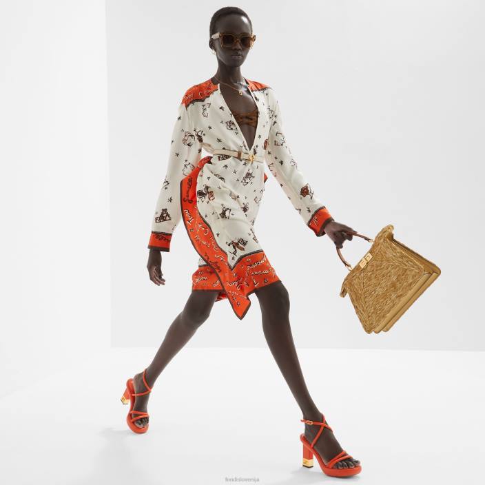 ženske dvostranski usnjeni pas kamelije večbarvna Fendi dodatki Z68L105